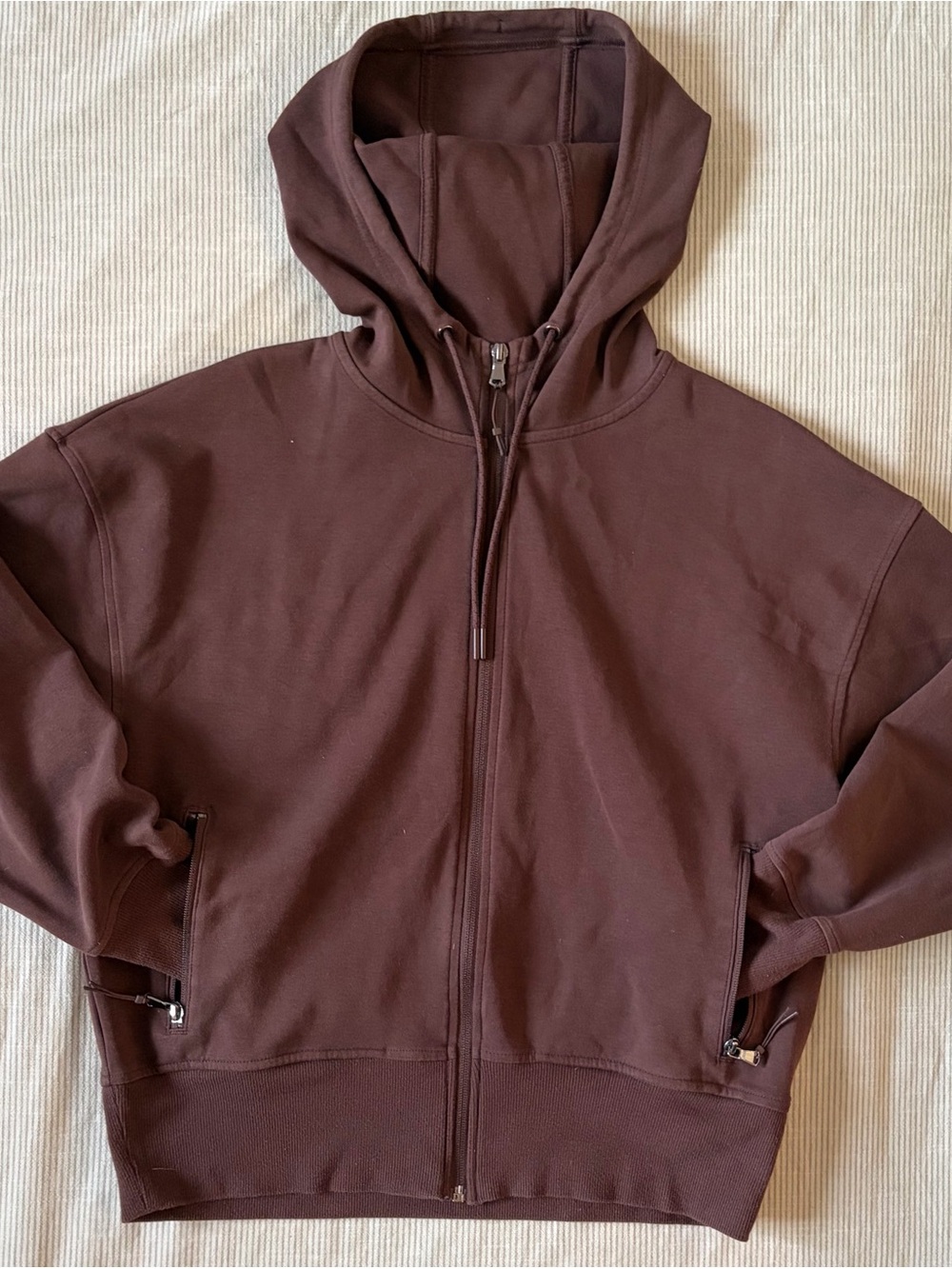 Old Navy Active Brown Full-Zip Hooded Sweatshirt